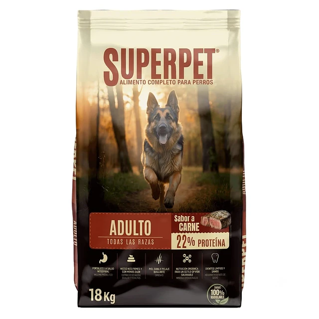 Superpet Alimento Perro Adulto Todas las Razas 18 kg y 1 kg