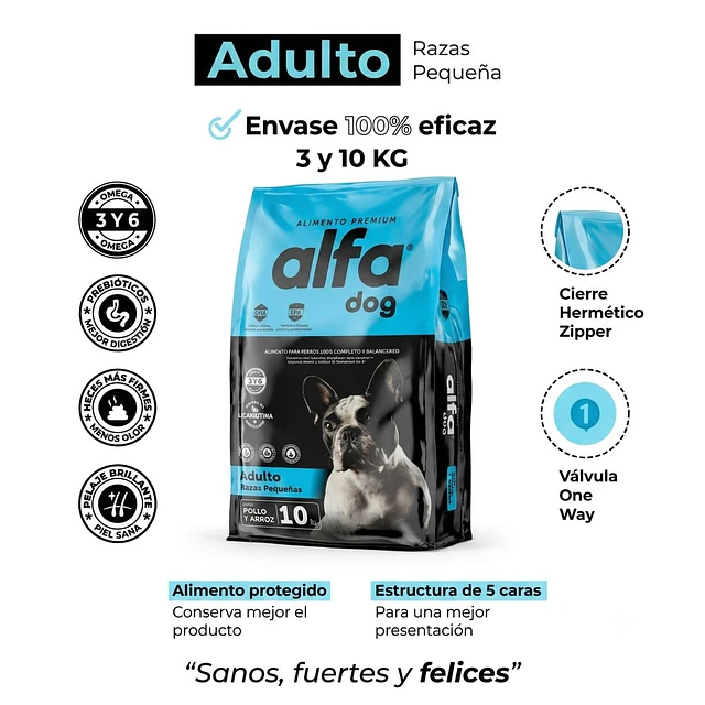 Alfa Dog Premium Perro Adulto Raza Pequeña 3 kg.