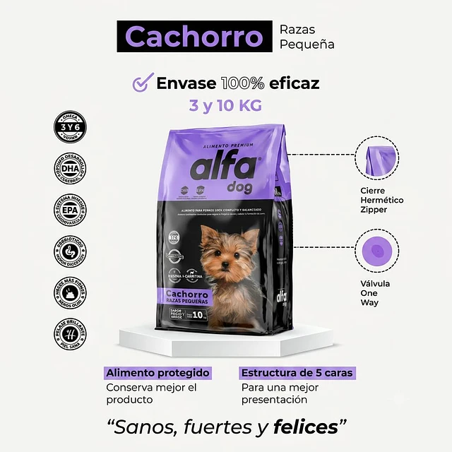 Alfa Dog Premium Perro Cachorro de Raza Pequeña 3 kg