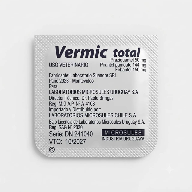 Vermic Total Tableta de Antiparasitario Interno para Perros y Gatos
