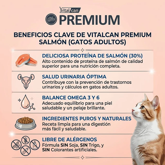 Vitalcan Premium Gato Adulto Salmón Variedades