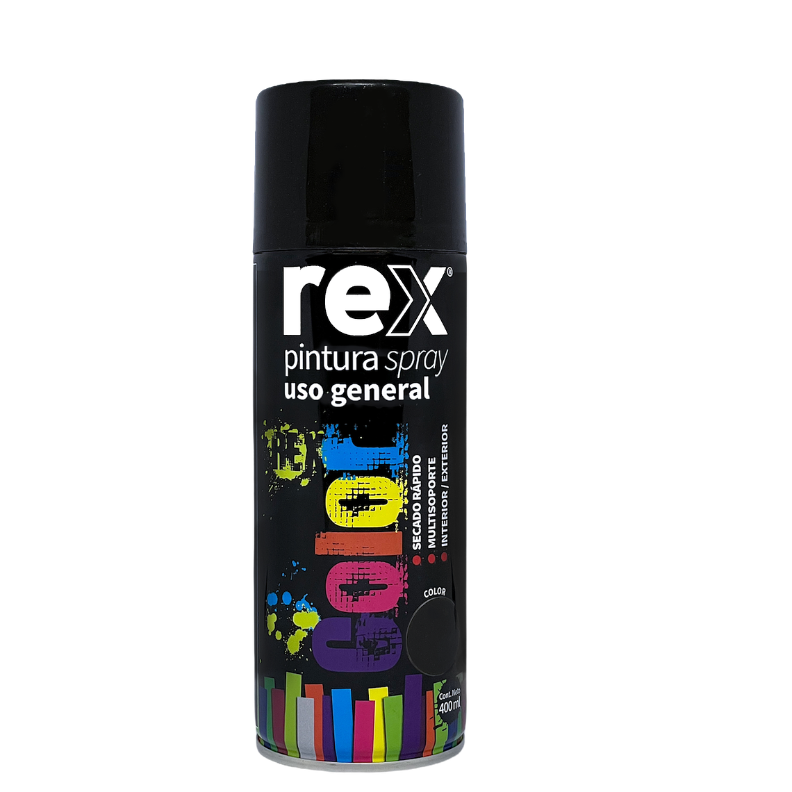 REX PINTURA SPRAY ACRILICA, NEGRO BRILLANTE, 400 ML 1