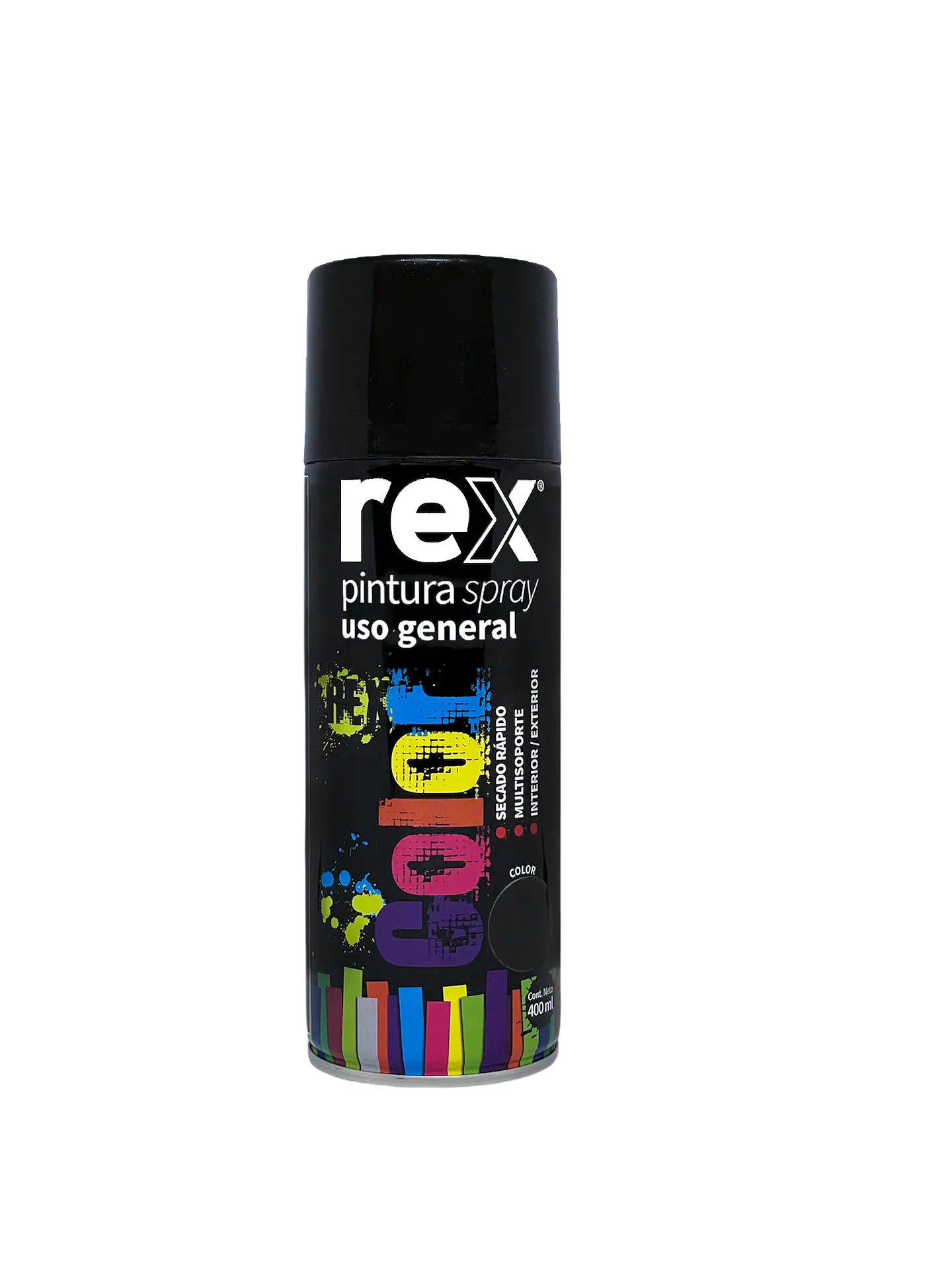 Rex Pintura Spray Acrílica, Negro Brillante, 400 ml 1