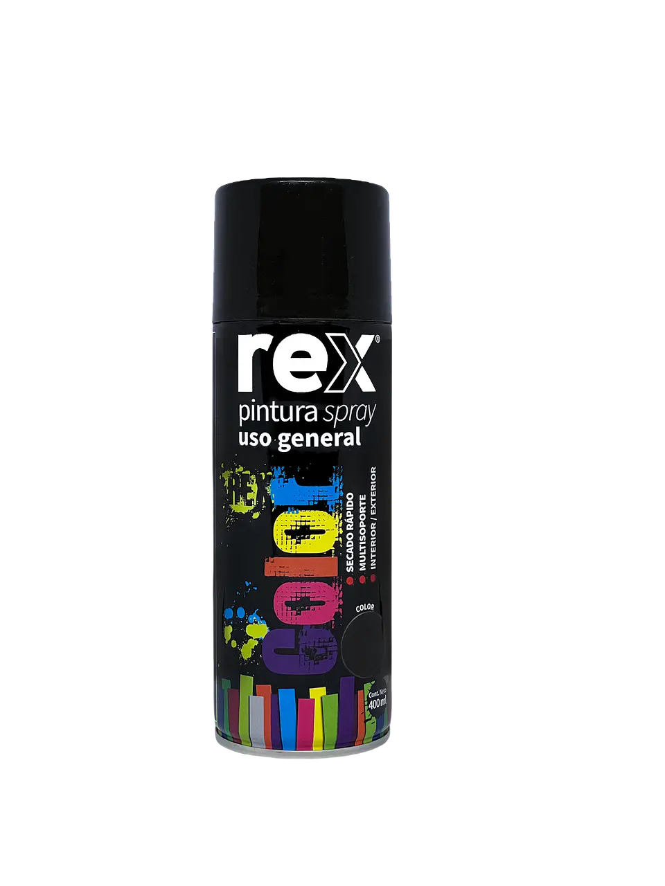 Rex Pintura Spray Acrílica, Negro Brillante, 400 ml 1