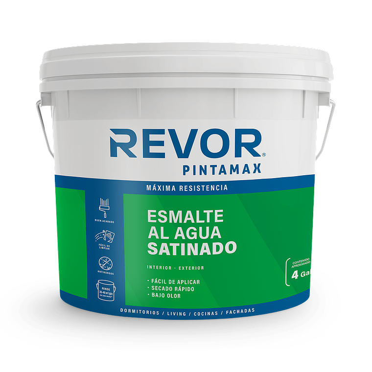 ESMALTE AL AGUA SATINADO PINTAMAX REVOR BLANCO 4GL 1