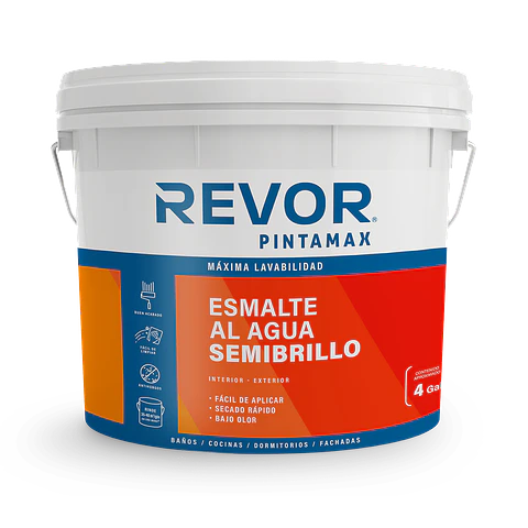 Esmalte al Agua Semibrillo Pintamax Revor Blanco Tineta