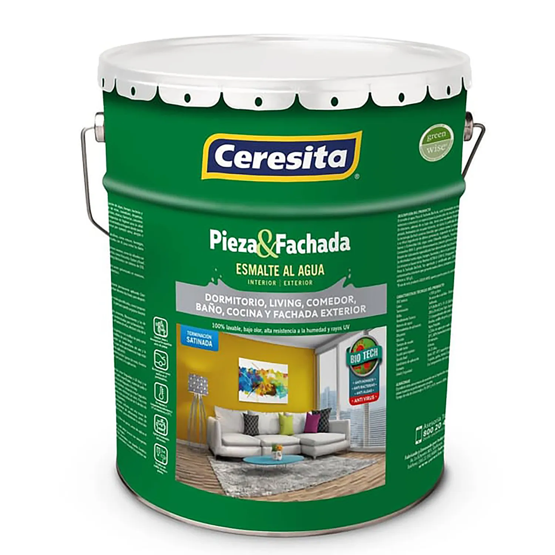 Esmalte al Agua Satinado Ceresita Blanco Tineta  1