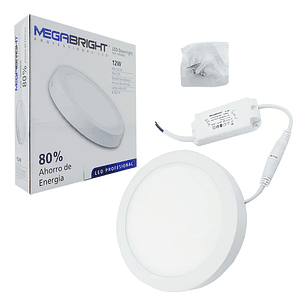 PANEL LED REDONDO SOBREPUESTO 12W LUZ FRIA (6000k) MEGABRIGHT
