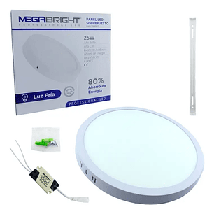 PANEL LED REDONDO SOBREPUESTO 25W LUZ FRIA (6000k) MEGABRIGHT