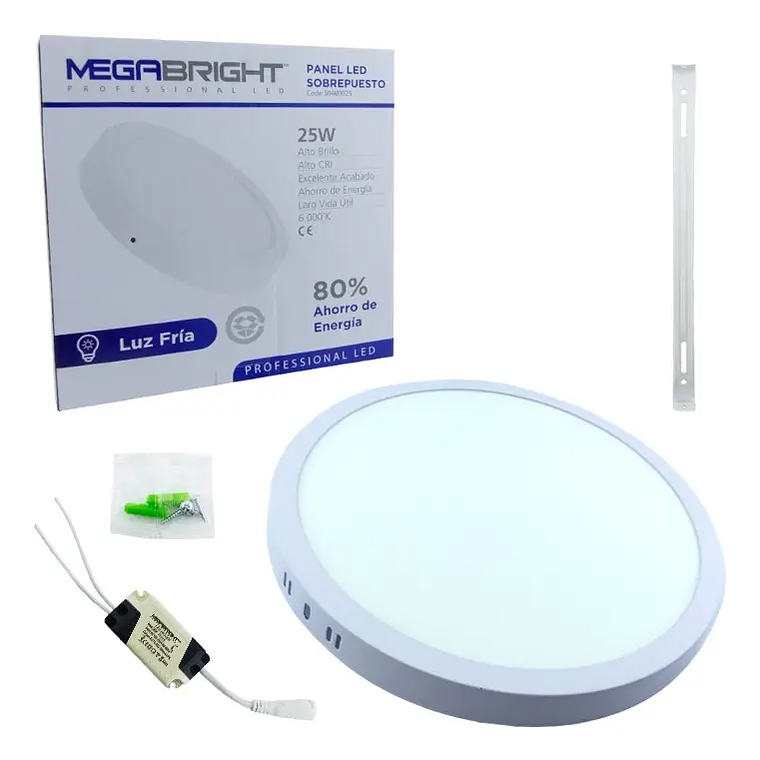PANEL LED REDONDO SOBREPUESTO 25W LUZ FRIA (6000k) MEGABRIGHT 1