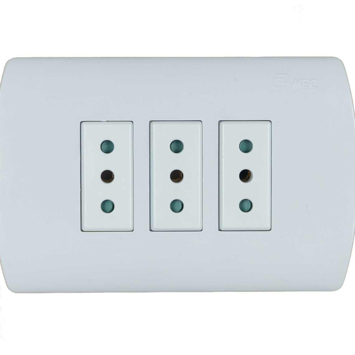 ENCHUFE TRIPLE EMBUTIDO 10 AMPERES BLANCO ARIS MEC 1