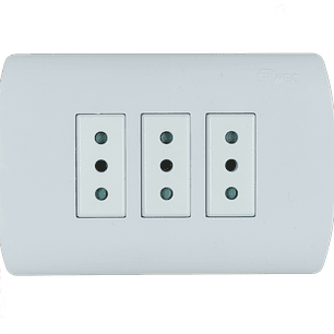 ENCHUFE TRIPLE EMBUTIDO 10 AMPERES BLANCO ARIS MEC