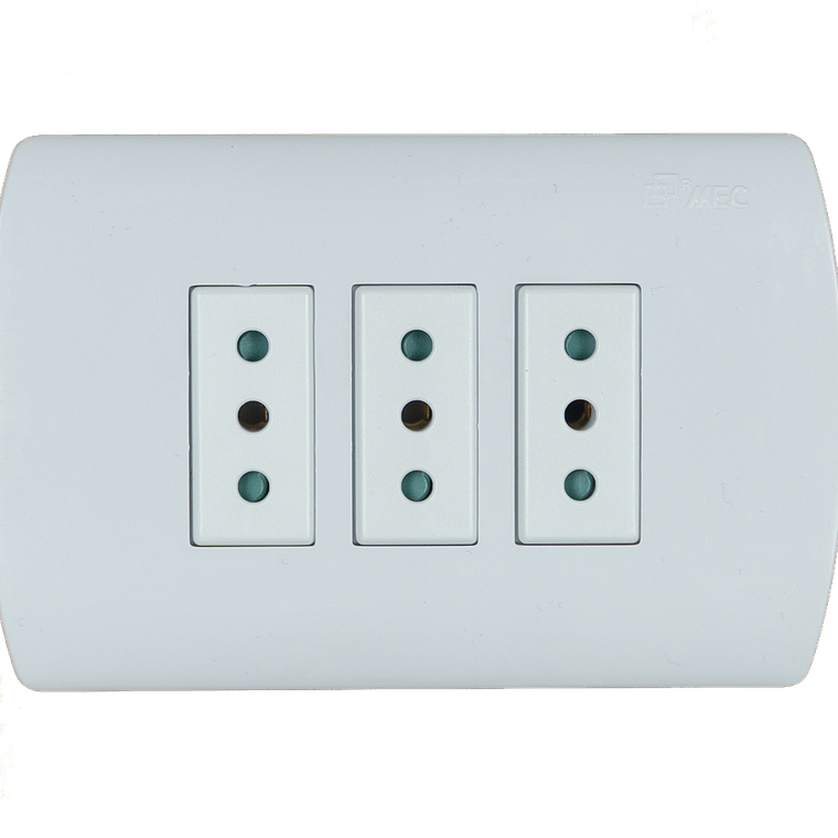 ENCHUFE TRIPLE EMBUTIDO 10 AMPERES BLANCO ARIS MEC 1