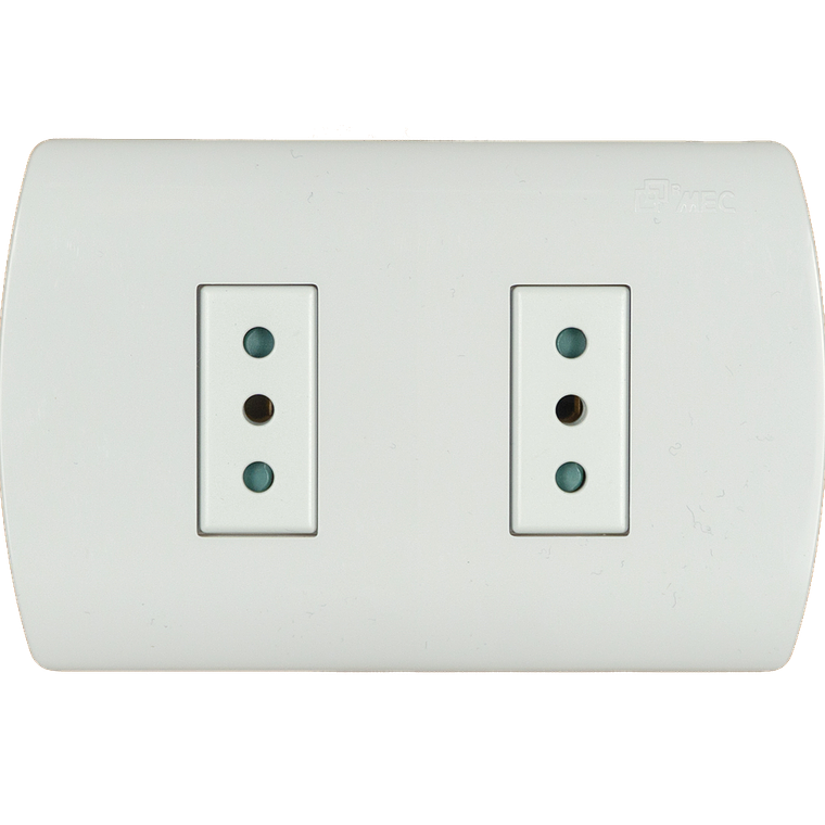 ENCHUFE DOBLE EMBUTIDO 10 AMPERES BLANCO ARIS MEC 1