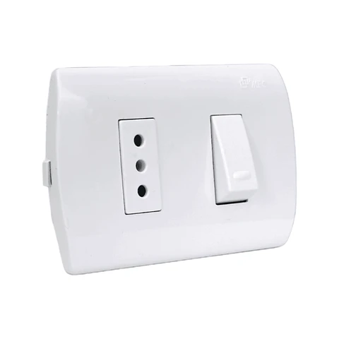 INTERRUPTOR EMBUTIDO 9/12 + ENCHUFE 10 AMPERES BLANCO ARIS MEC