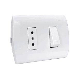 INTERRUPTOR EMBUTIDO 9/12 + ENCHUFE 10 AMPERES BLANCO ARIS MEC