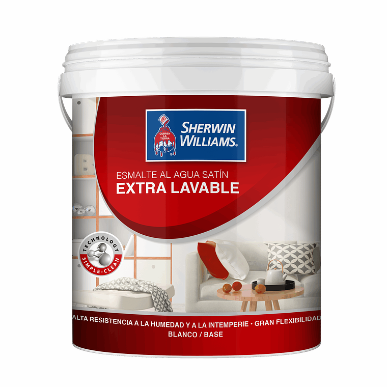 ESMALTE AL AGUA SATIN EXTRALAVABLE BLANCO/BASE X GALÓN 1