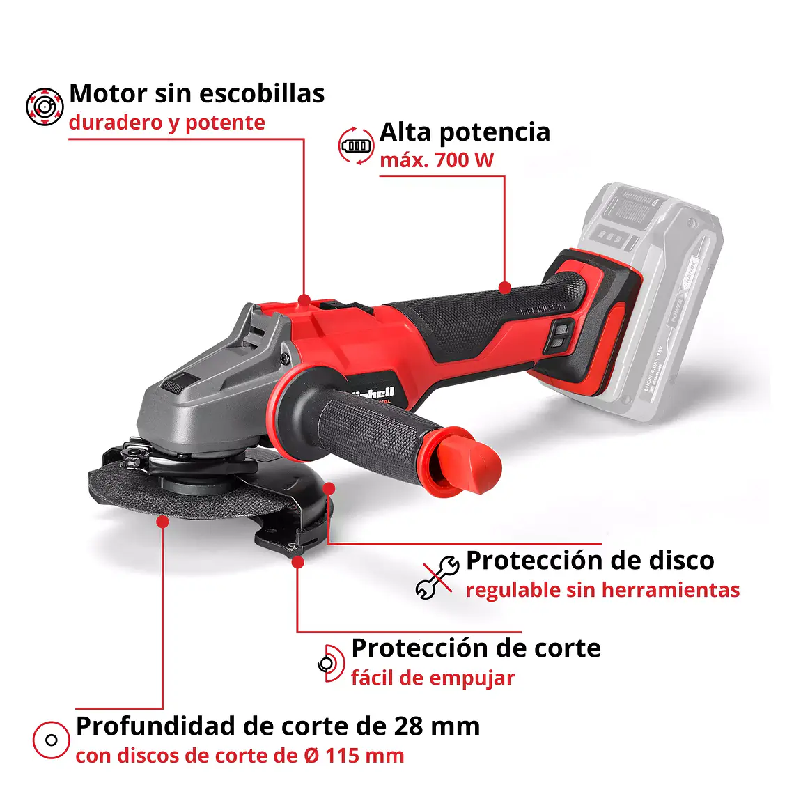 PROFESSIONAL Esmeril angular inalámbrico AXXIO 18/115 4