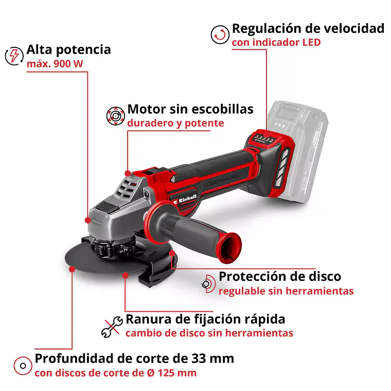 PROFESSIONAL Esmeril angular inalámbrico TP-AG 18/125 CE Q Li - Solo 4