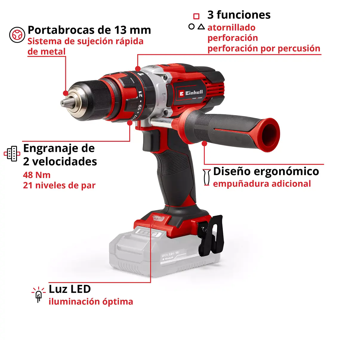 Taladro de impacto inalámbrico TE-CD 18/48 Li-i-Solo 3