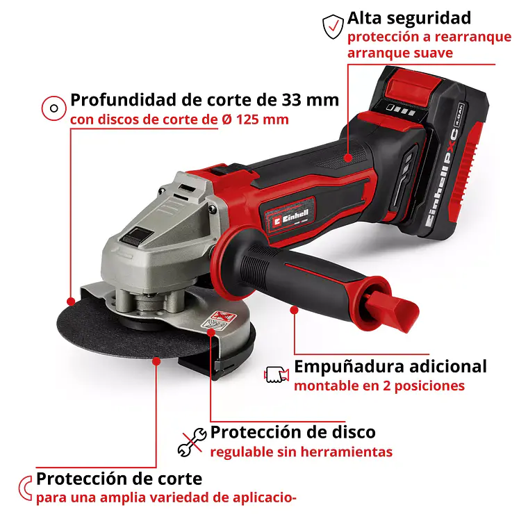 Esmeril angular inalámbrico TE-AG 18/125-2 Li (1x4,0 Ah) 4