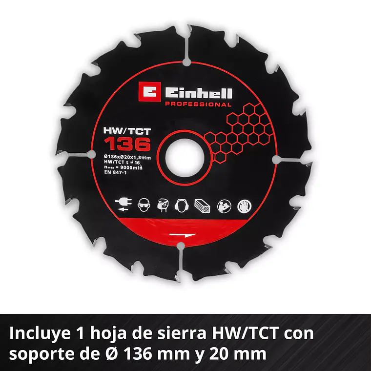 PROFESSIONAL Sierra circular inalámbrica TP-CS 18/136-C Li BL - Solo 8