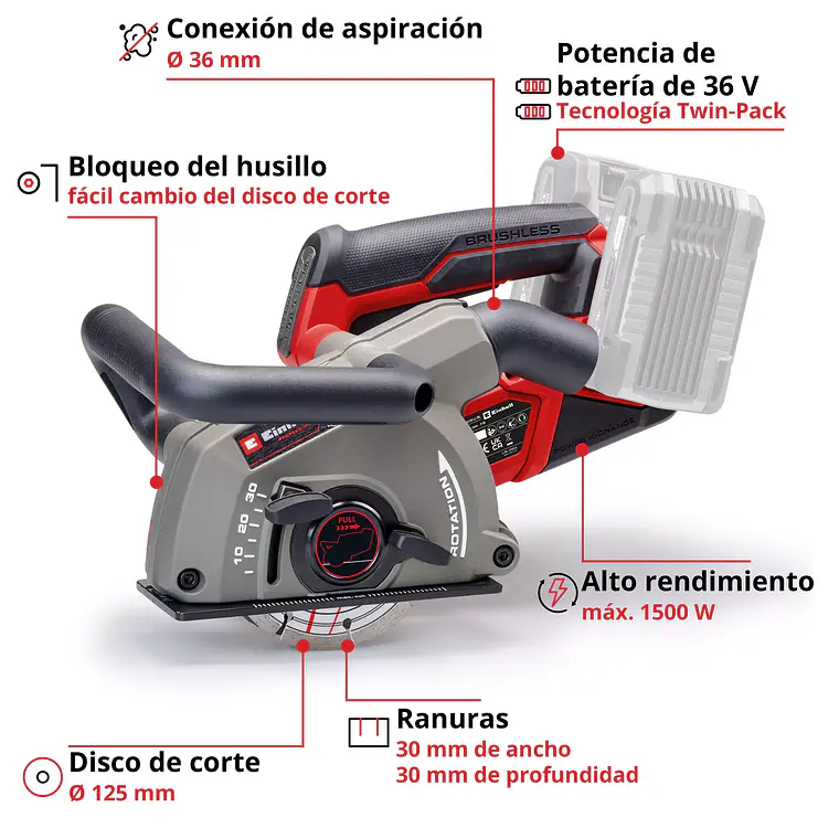 PROFESSIONAL Rozadora inalámbrica TP-MA 36/30 Li BL - Solo 3