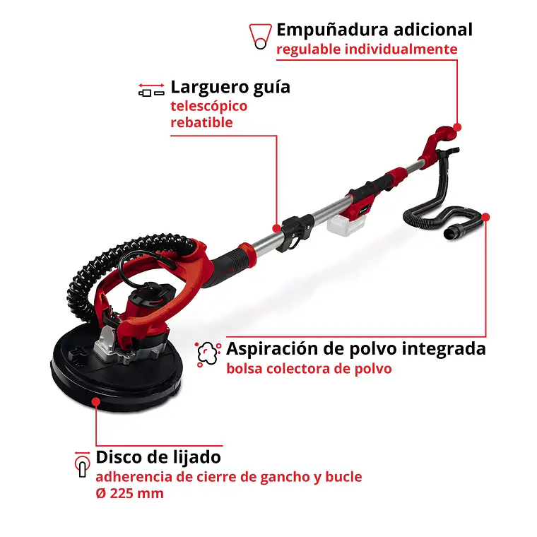 PROFESSIONAL Pulidor de paneles de yeso inalámbrico TP-DW 18/225 Li - Solo 4