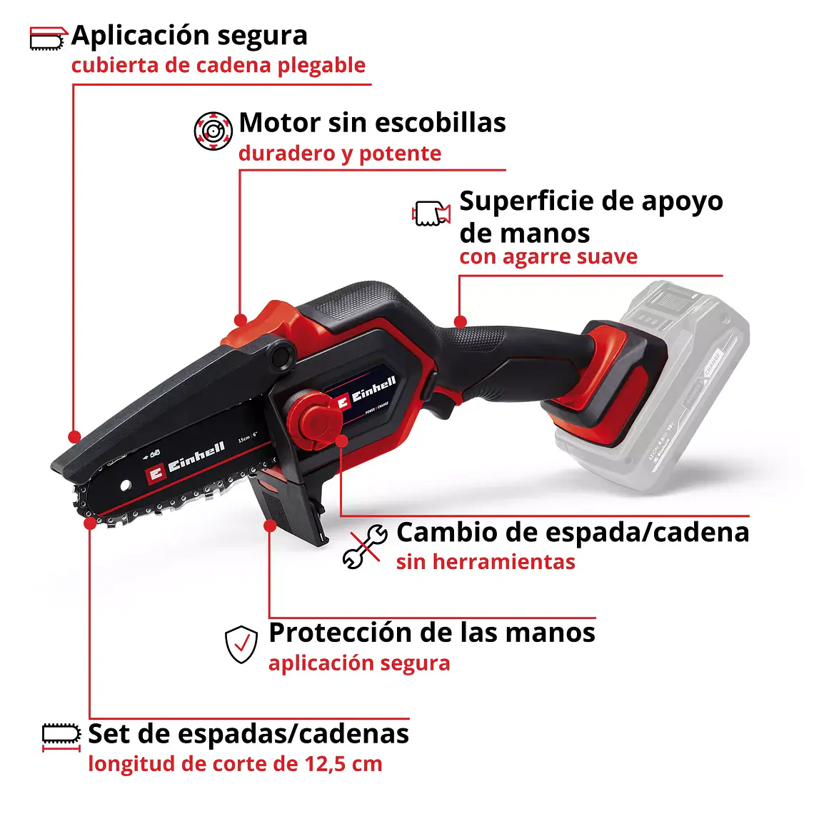 Motosierra inalámbrica GE-PS 18/15 Li BL-Solo 3