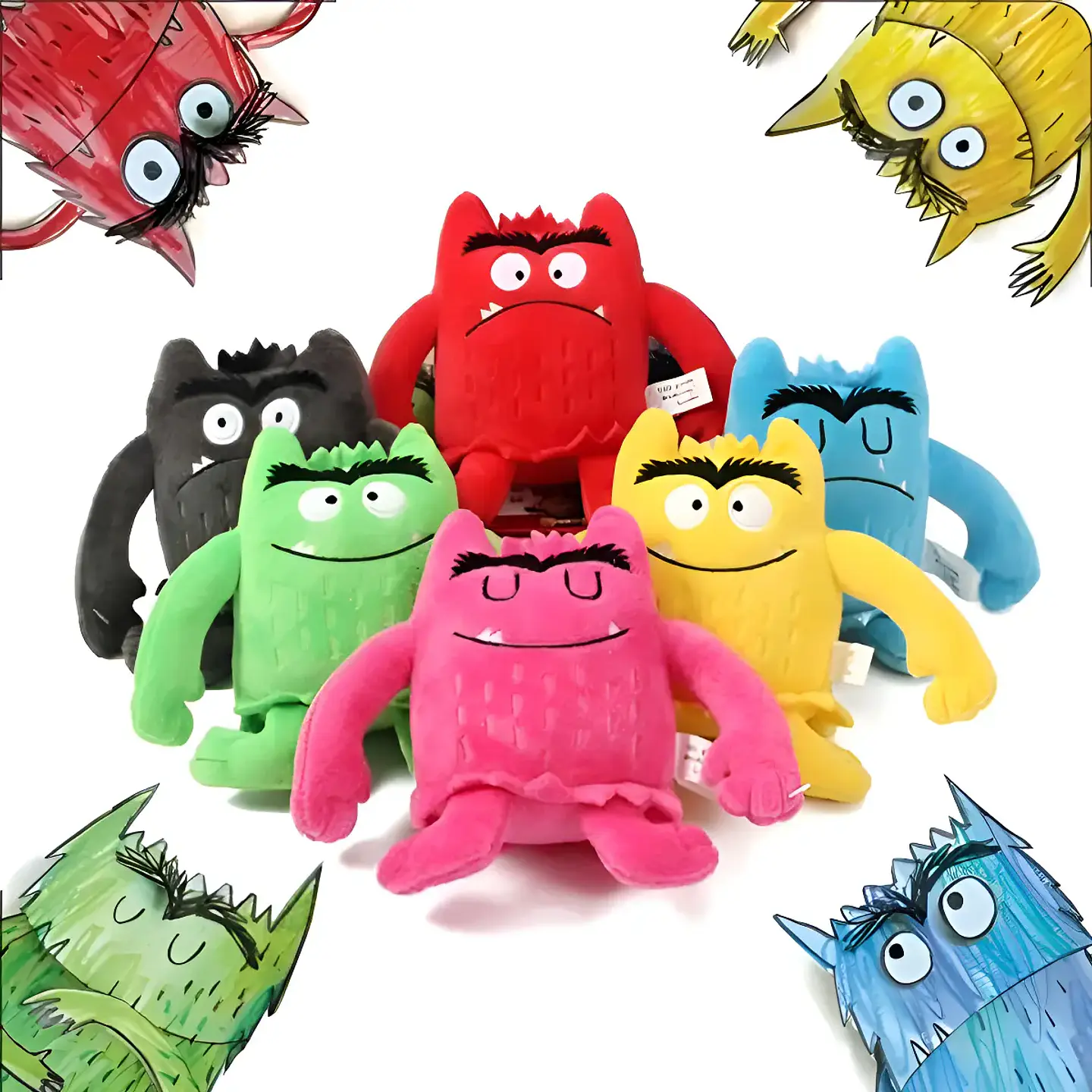 Set de 6 peluches - Monstruos de colores (emociones) 1