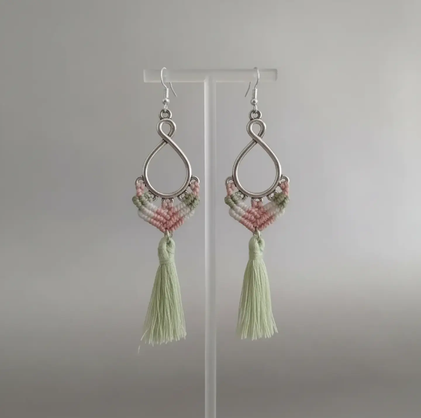 Aros Macramé Coral pastel 2