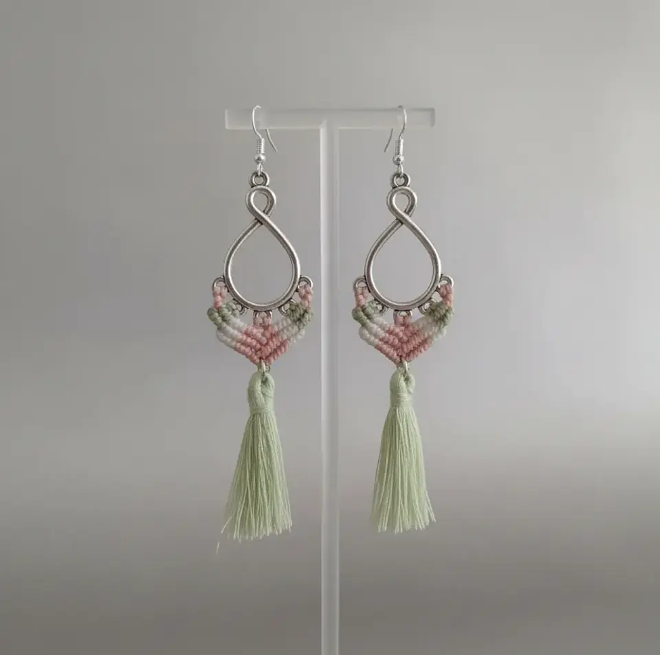 Aros Macramé Coral pastel 2