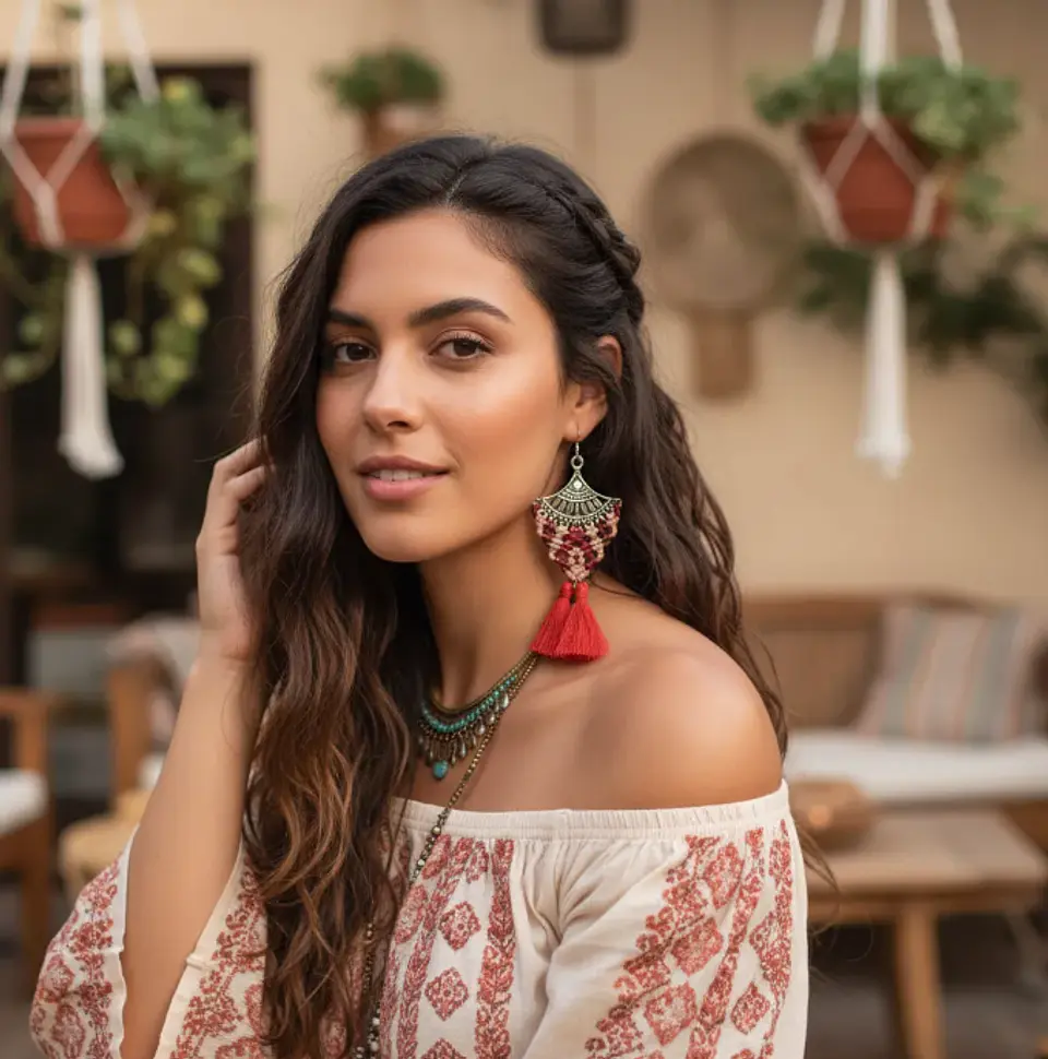 Aros  macramé Red 2