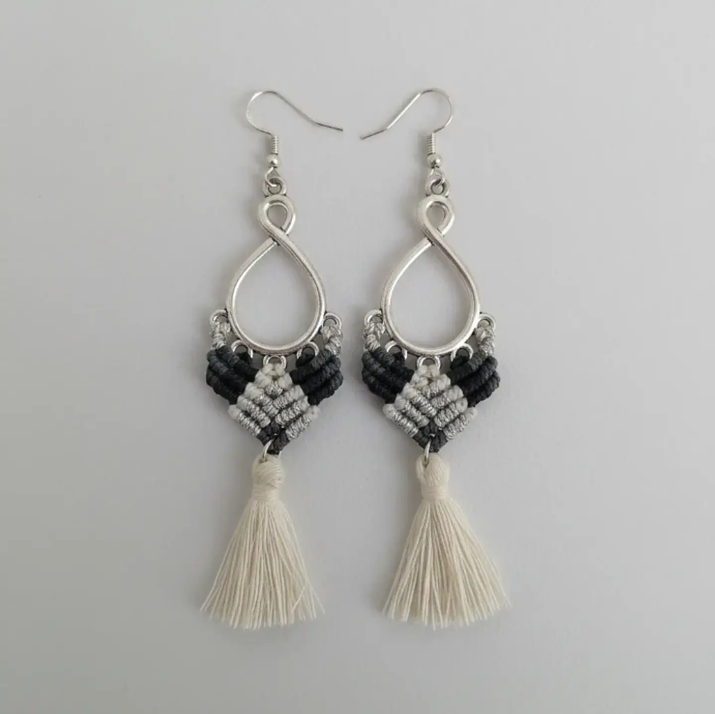 Aros Macramé Coral negro 4