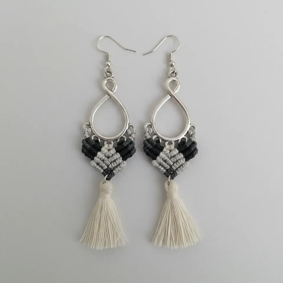 Aros Macramé Coral negro 4