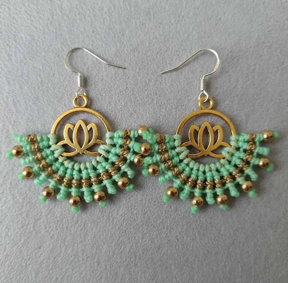 Aros Macramé Lotus Verde agua 1