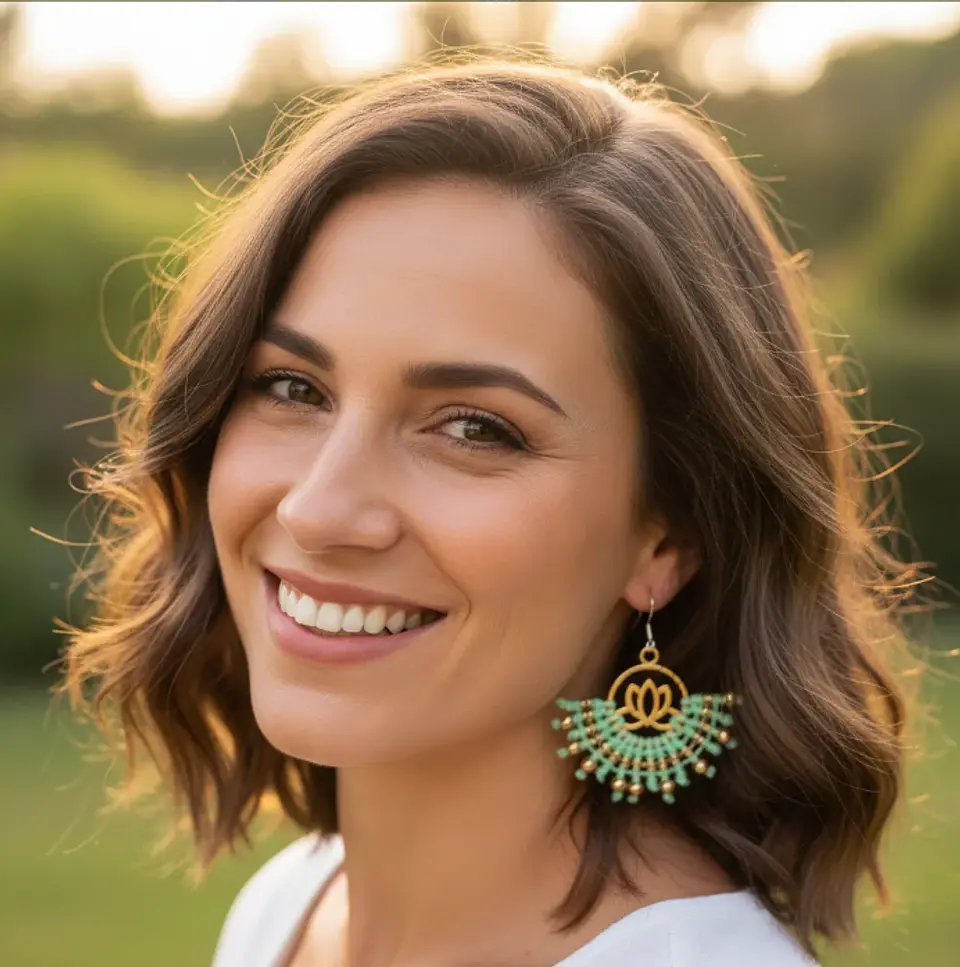 Aros Macramé Lotus Verde agua 2