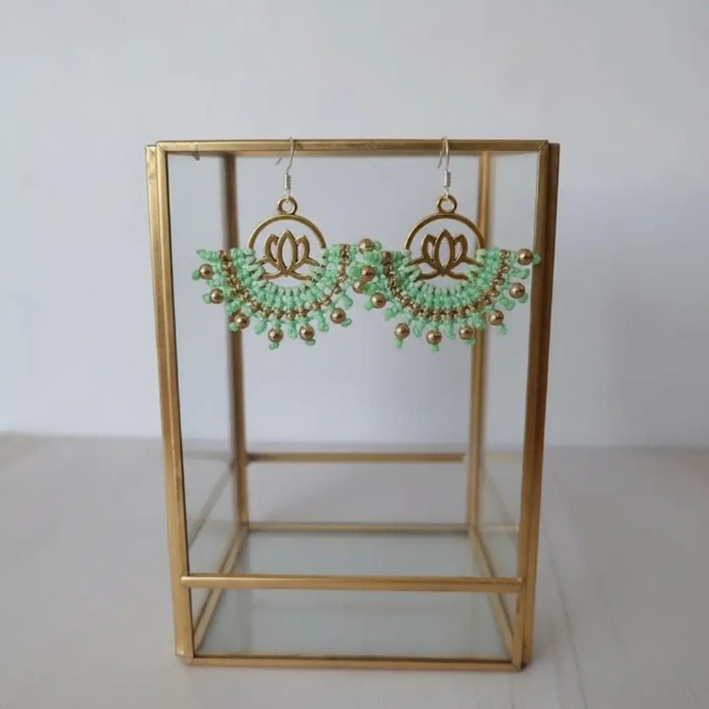 Aros Macramé Lotus Verde agua 3