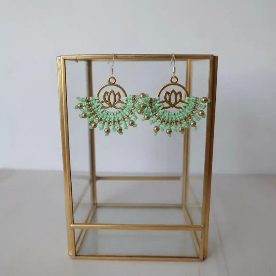 Aros Macramé Lotus Verde agua 3