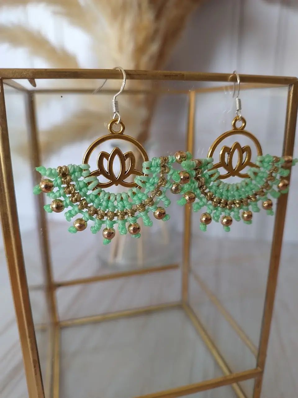 Aros Macramé Lotus Verde agua 5