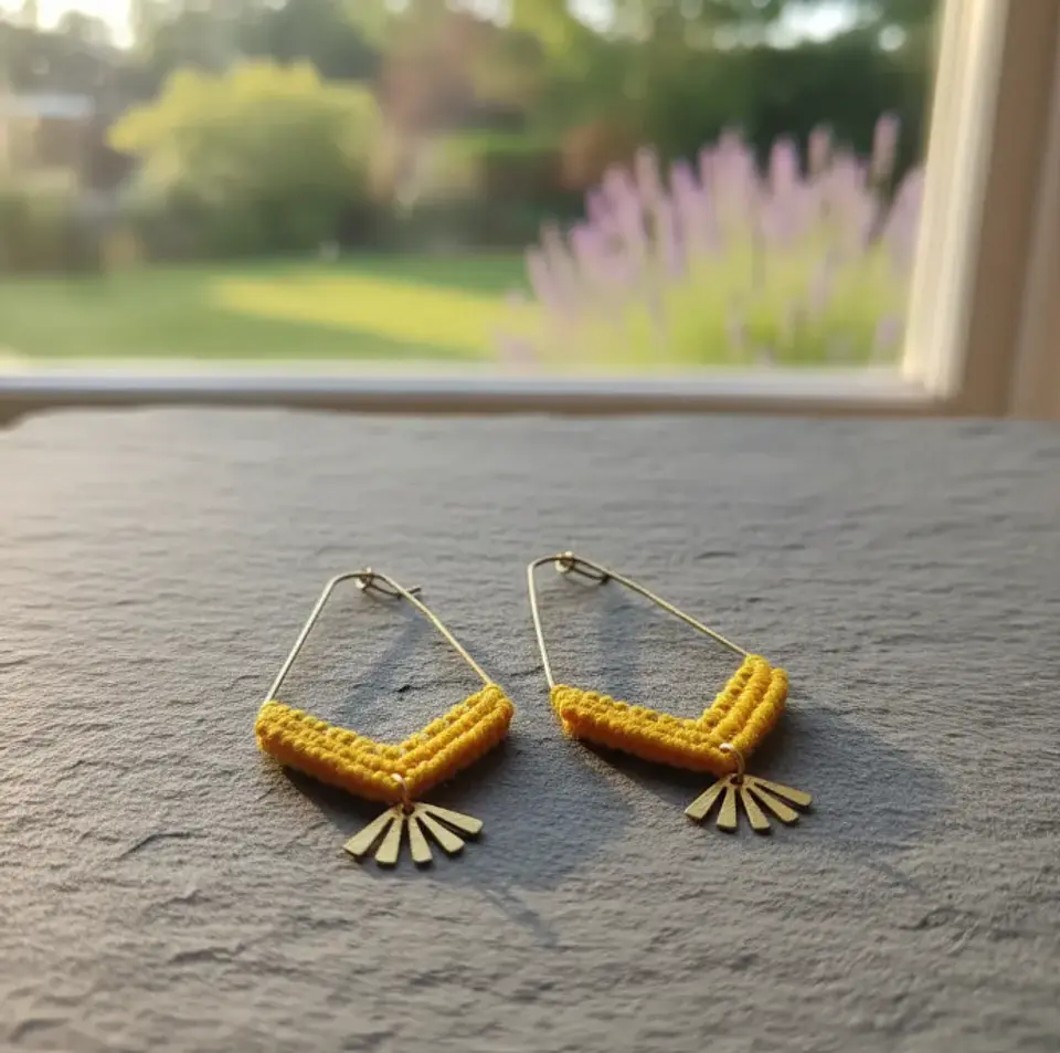 Argollas Macramé Cleo Amarillas 2