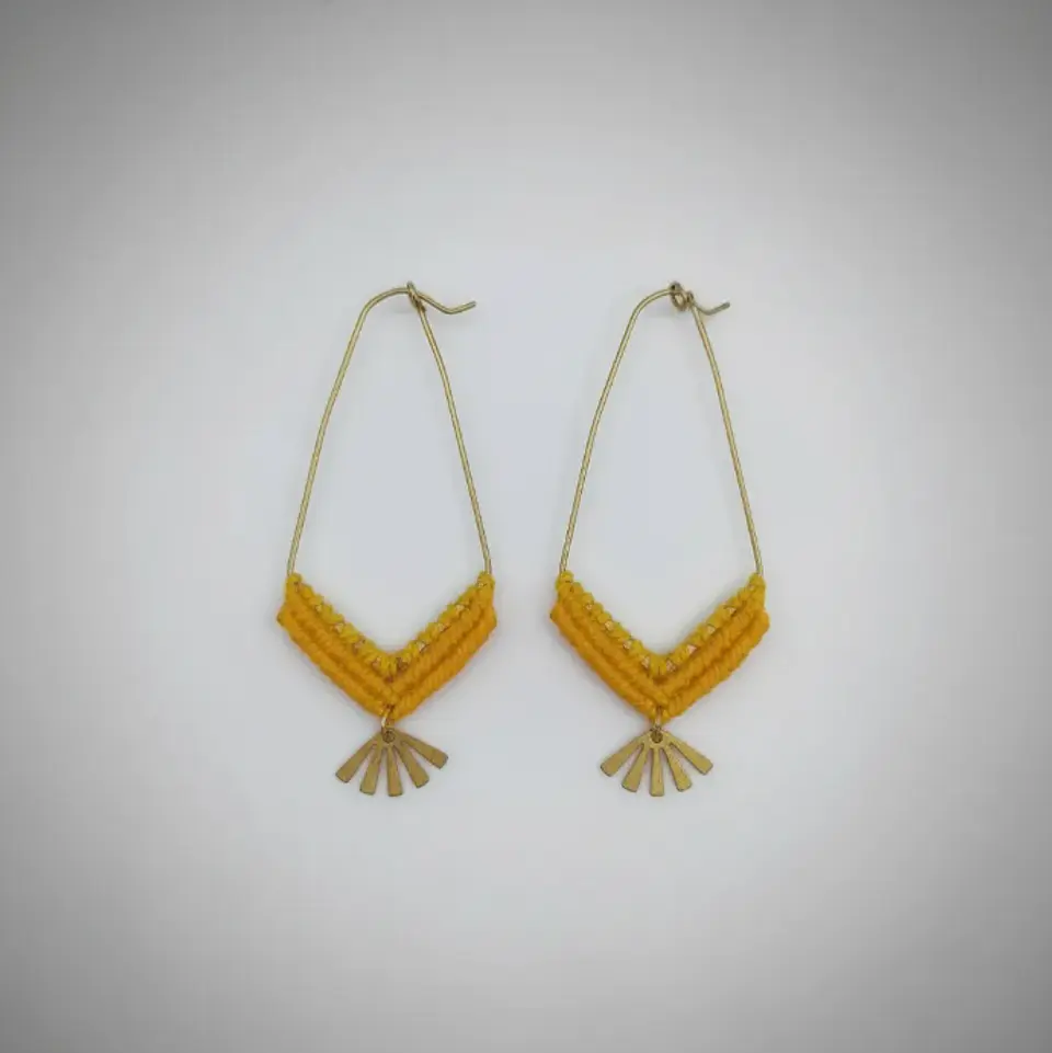 Argollas Macramé Cleo Amarillas 4