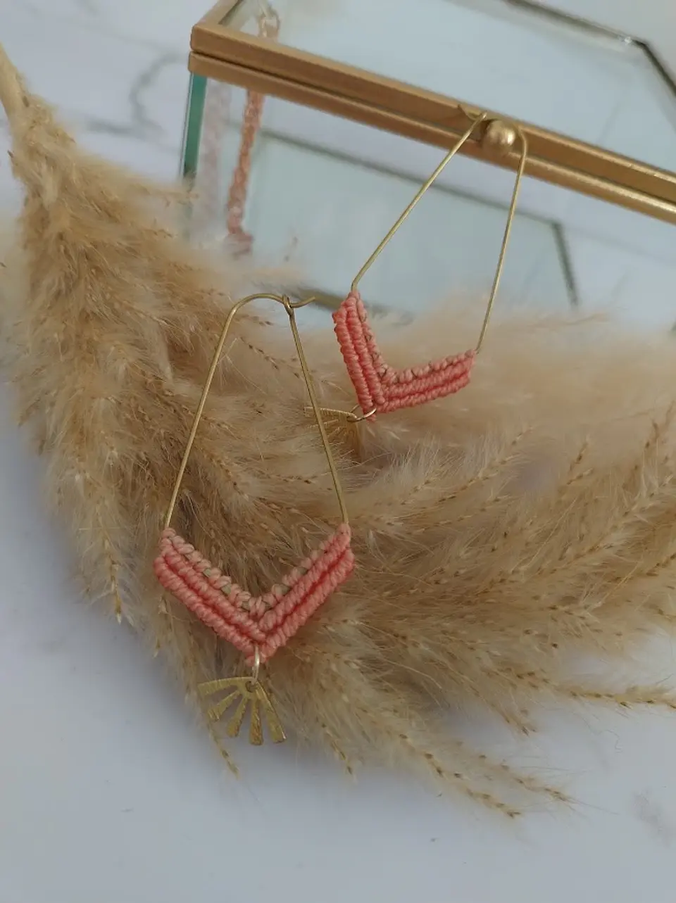 Argollas Macramé Cleo Rosado Viejo 1