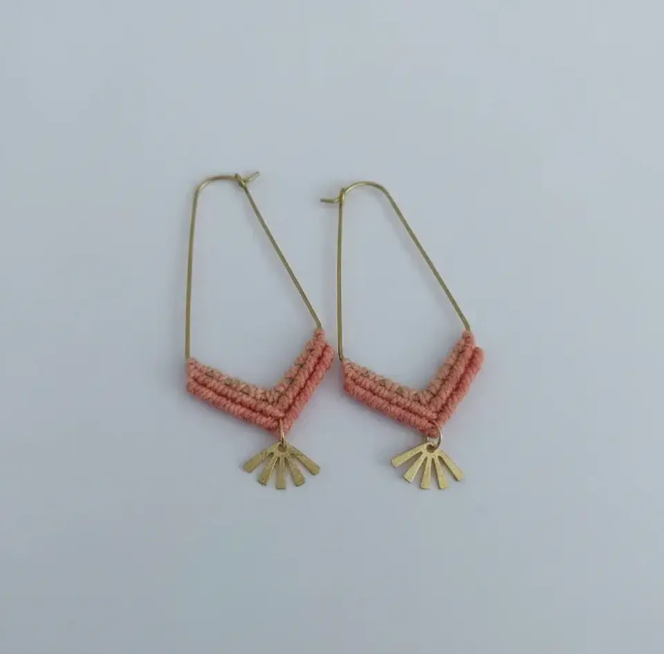 Argollas Macramé Cleo Rosado Viejo 3