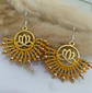 Aros Macramé Lotus amarillo y dorado - Miniatura 2