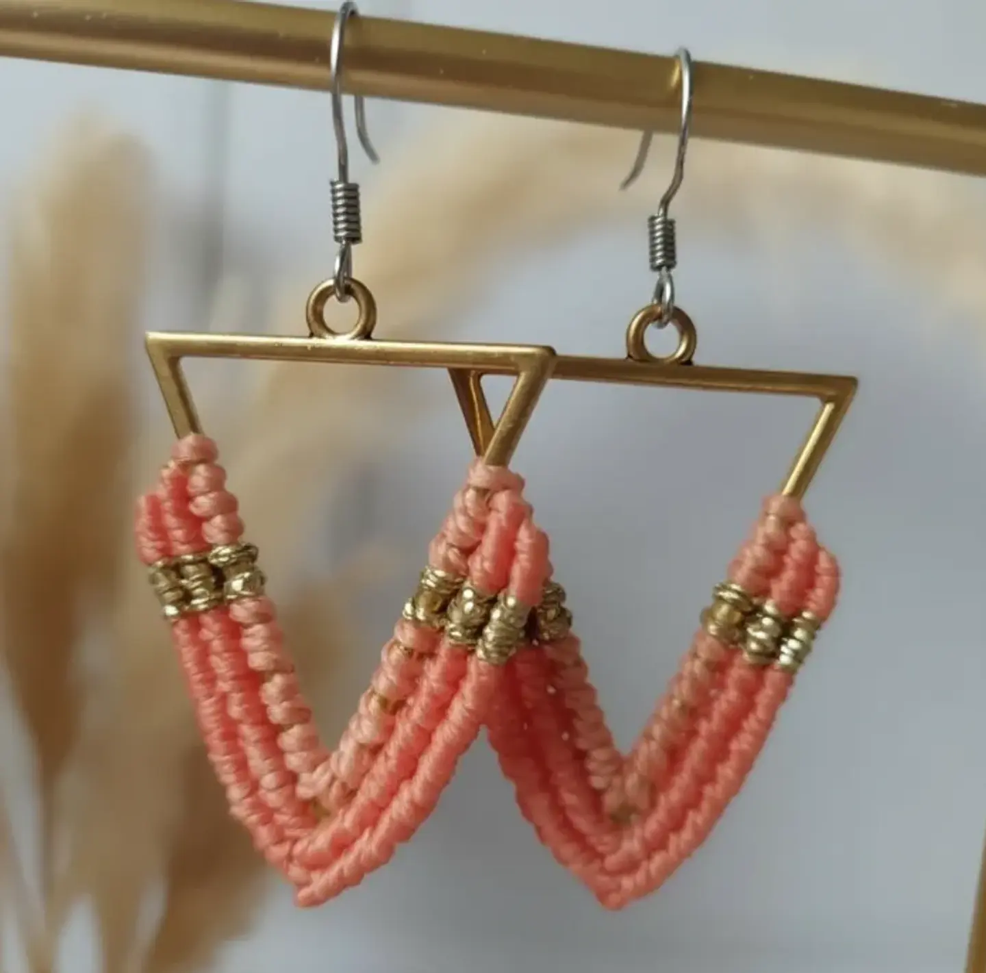 Aros Macramé Lola Rosa palo 1