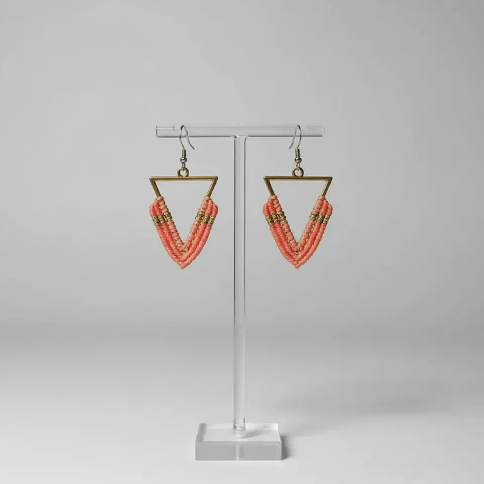 Aros Macramé Lola Rosa palo 3