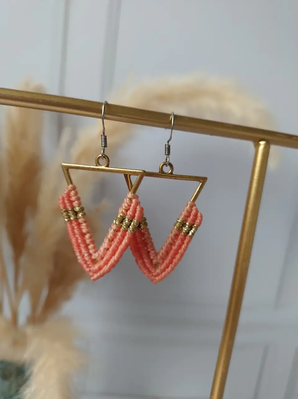 Aros Macramé Lola Rosa palo 5