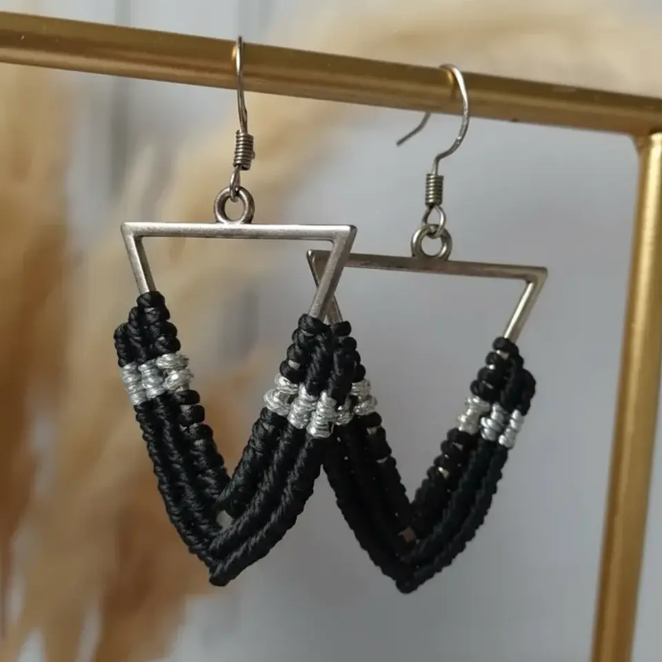 Aros Macramé Lola negro  1