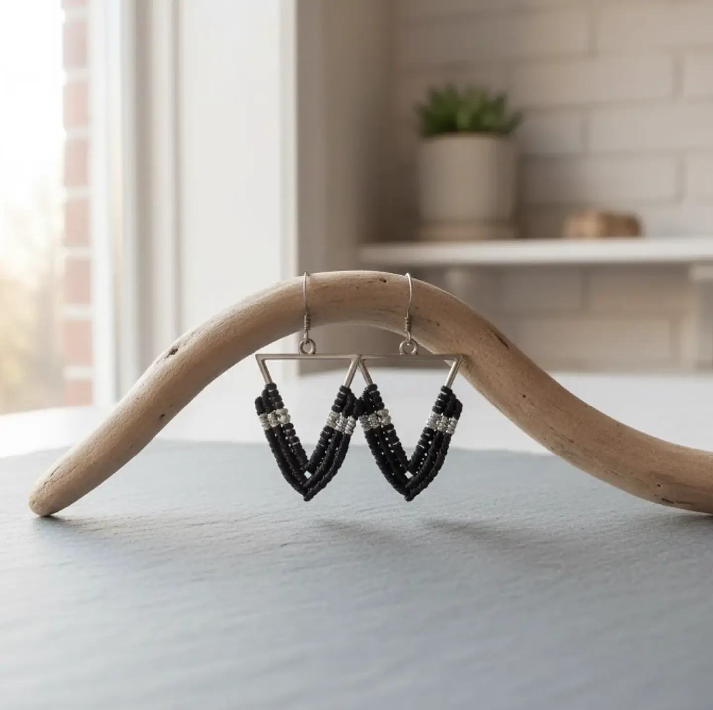 Aros Macramé Lola negro  2